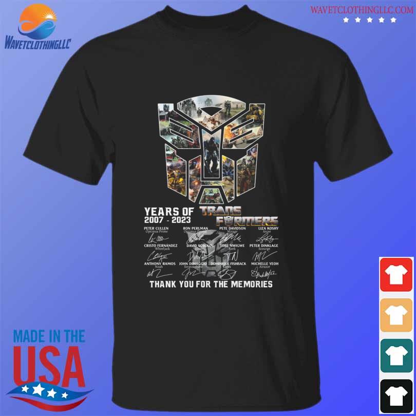 Transformers 4 years of 2007 2023 thank you for the memories signatures shirt