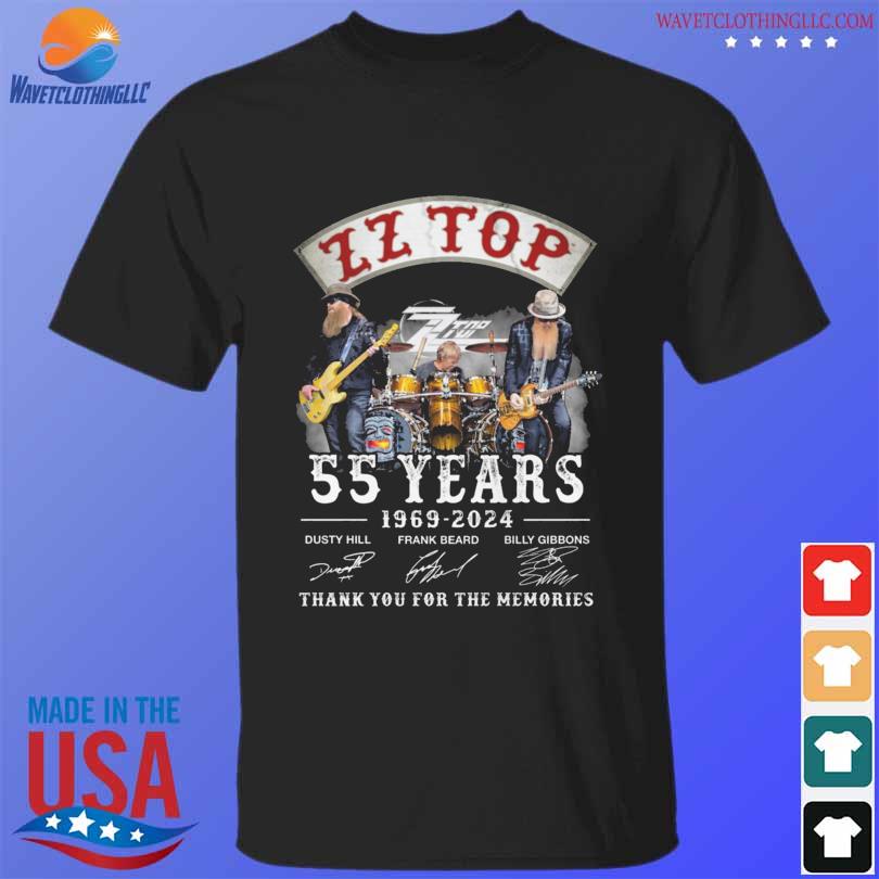 ZZ Top 55 years 1969 2024 thank you for the memories signatures shirt