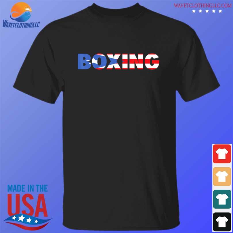 Funny puerto rico boxing apparel v-neck unisex American flag 2023 shirt
