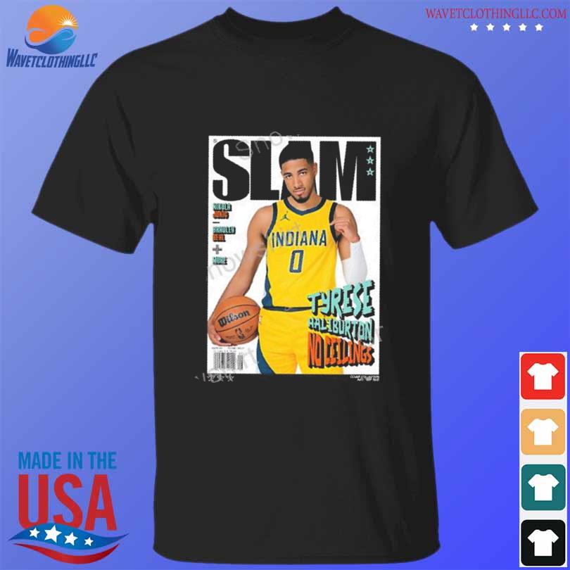 Adult Indiana Pacers Tyrese Haliburton SLAM Cover T-Shirt in Black by