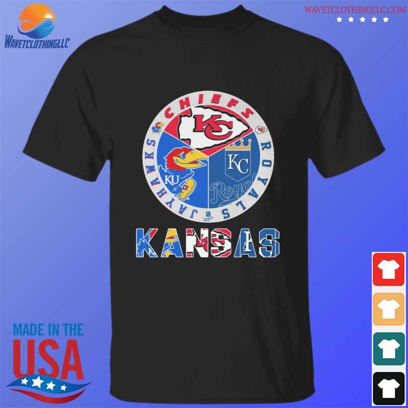 Nice kansas Kansas Jayhawks Kansas City Chiefs and Kansas City Royals shirt,  hoodie, sweater, long sleeve and tank top