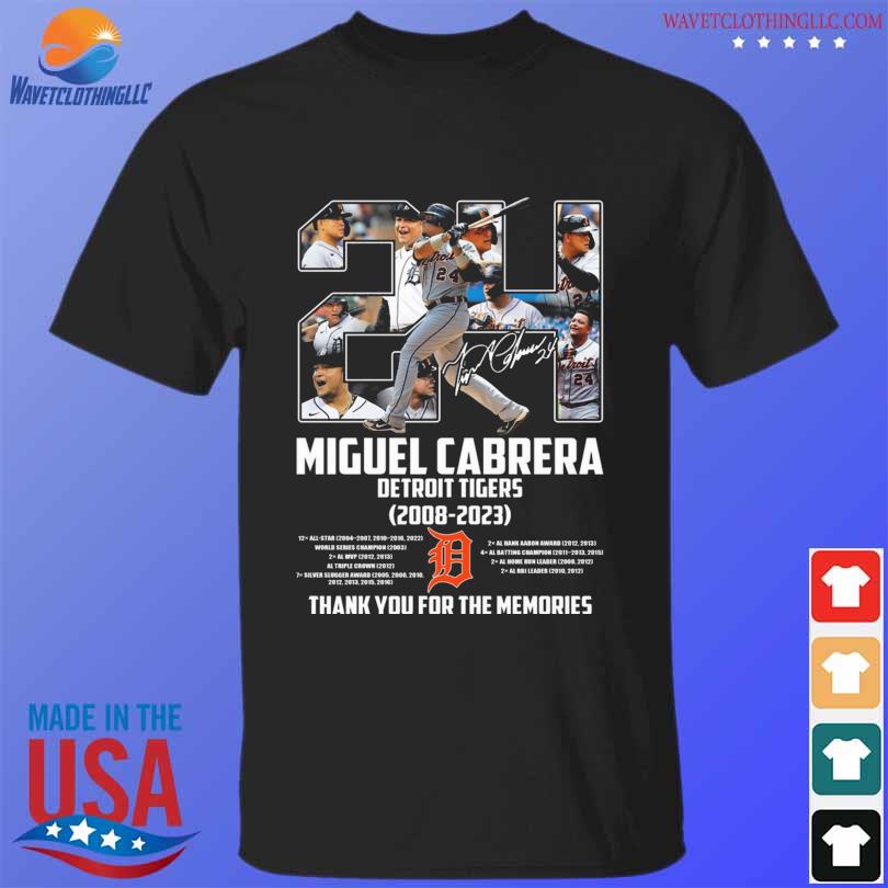 24 Miguel Cabrera 2008-2023 Thank You for the memories signature t shirt,  hoodie, sweater, long sleeve and tank top