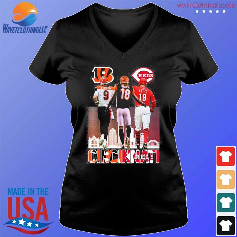 Cincinnati Bengals Joe Burrow A. J. Green and Joey Votto skyline 2023  shirt, hoodie, sweater, long sleeve and tank top