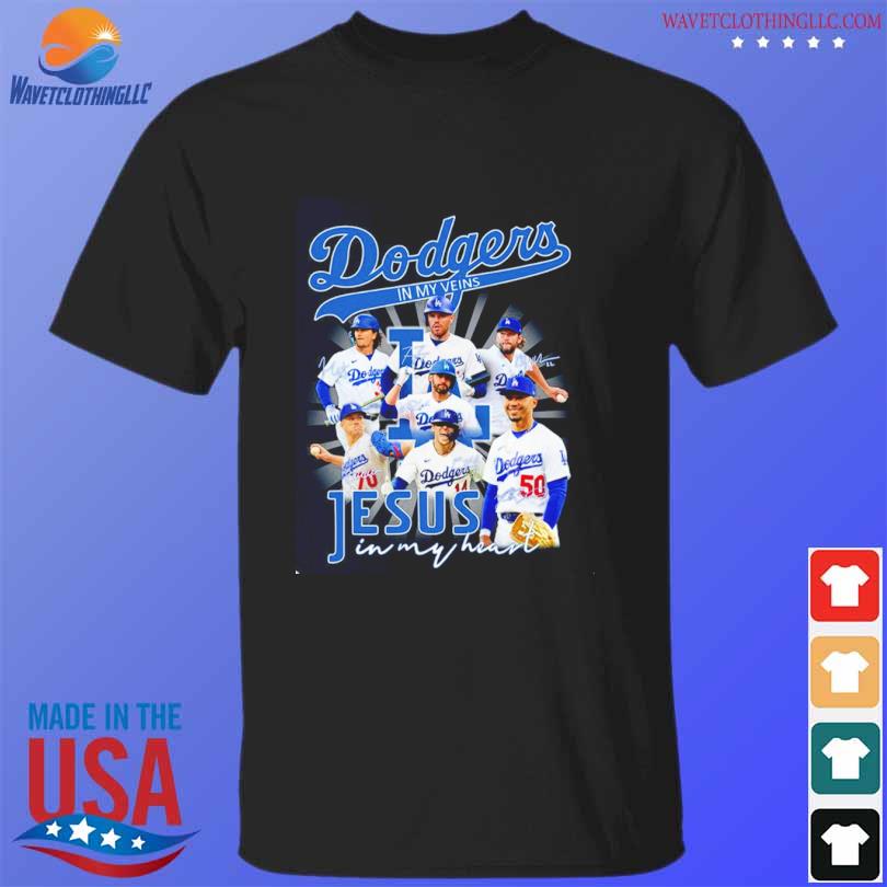 Los Angeles Dodgers in my Veins Jesus In my Heart signatures 2023 shirt,  hoodie, longsleeve, sweatshirt, v-neck tee