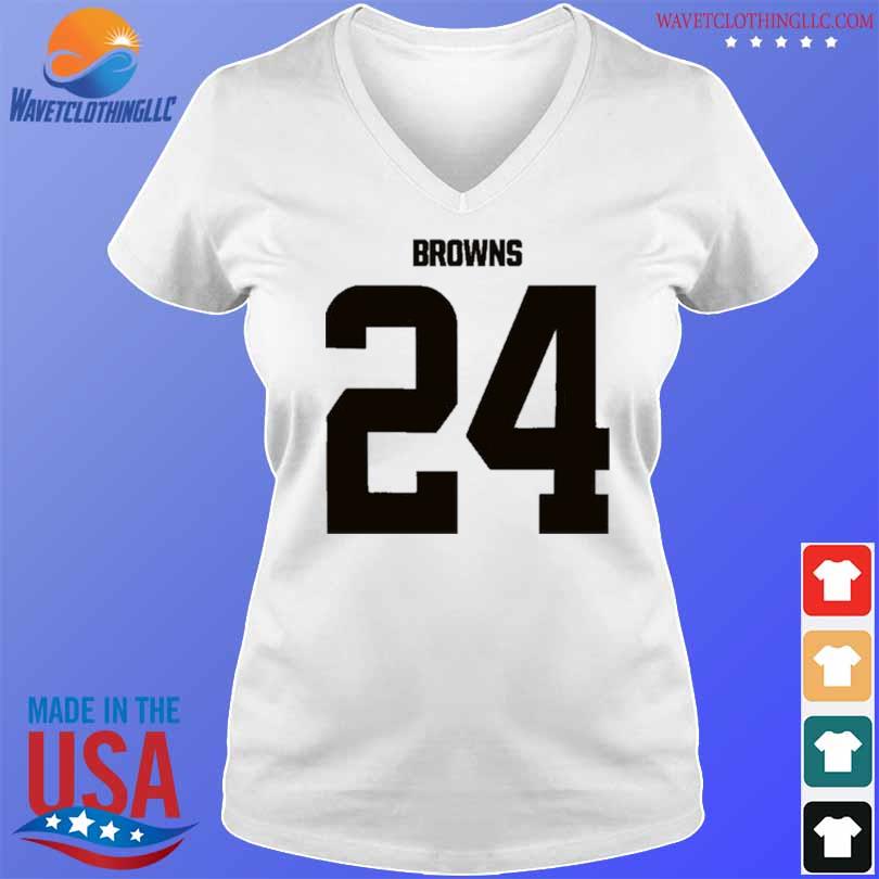 Nick Chubb Cleveland Browns Football Number 24 Hoodie T-shirt Long Sleeve,  Ladies Tee