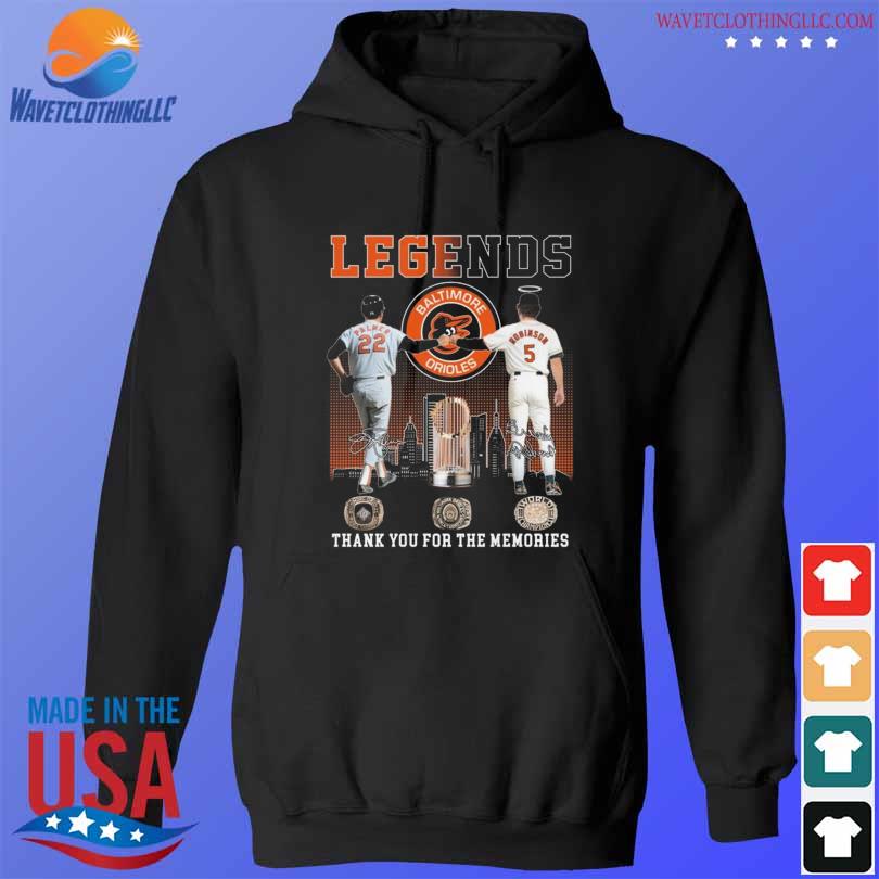 Legends Baltimore Orioles Palmer And Robinson Thank You For The Memories  signatures shirt, hoodie, sweater, long sleeve and tank top
