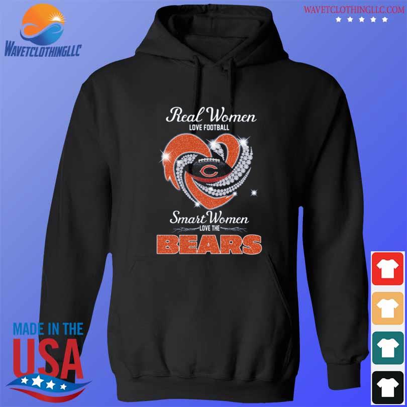 Real women love football smart women love the Chicago Bears heart diamond  t-shirt, hoodie, sweater, long sleeve and tank top