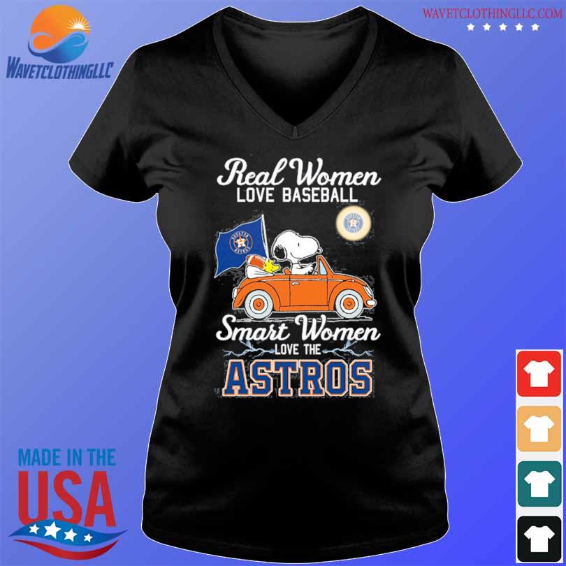 Snoopy real women love baseball smart women love the Houston Astros shirt,  hoodie, sweater, long sleeve and tank top