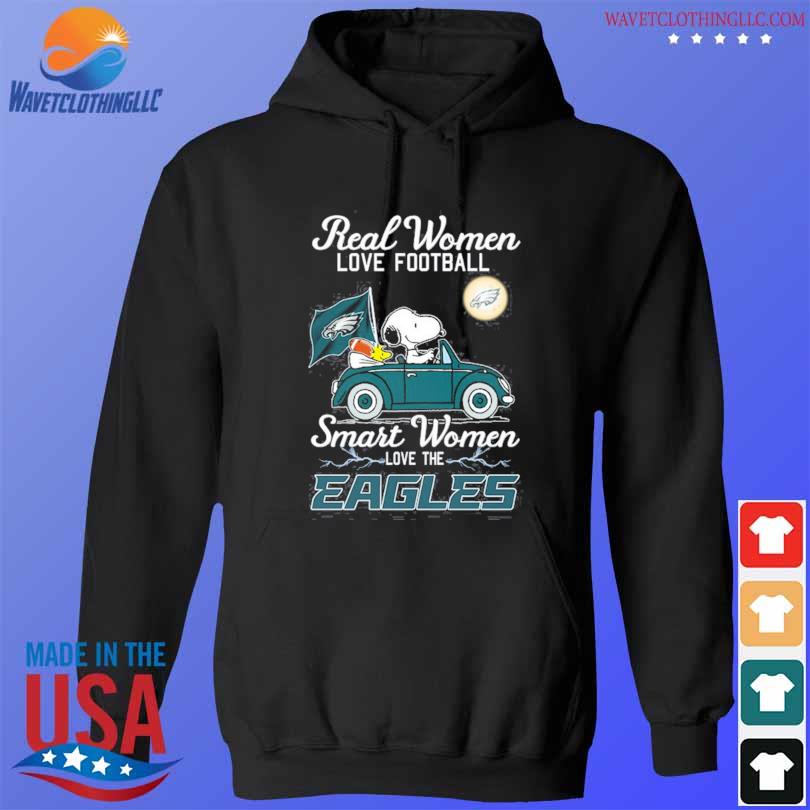 Official snoopy and woodstock philadelphia eagles real women love football  smart women love the eagles shirt, hoodie, sweater, long sleeve and tank top