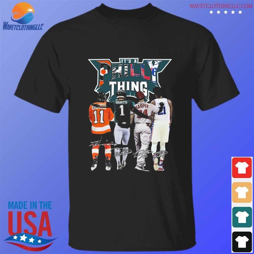 Philadelphia sports legends Bryce Harper Jalen Hurt Joel Embrid Travis  Konecny signatures shirt - Dalatshirt