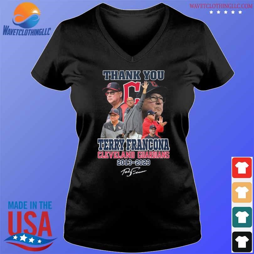 Terry Francona Cleveland Indians Guardians 2013 – 2023 Thank You For The  Memories Signature T-Shirt