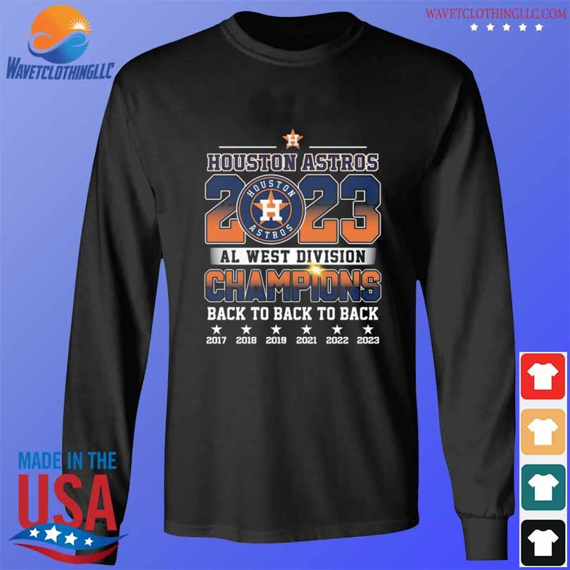 Back 2 back 2 back al west division 2021 2022 2023 champions houston astros  shirt, hoodie, sweater, long sleeve and tank top