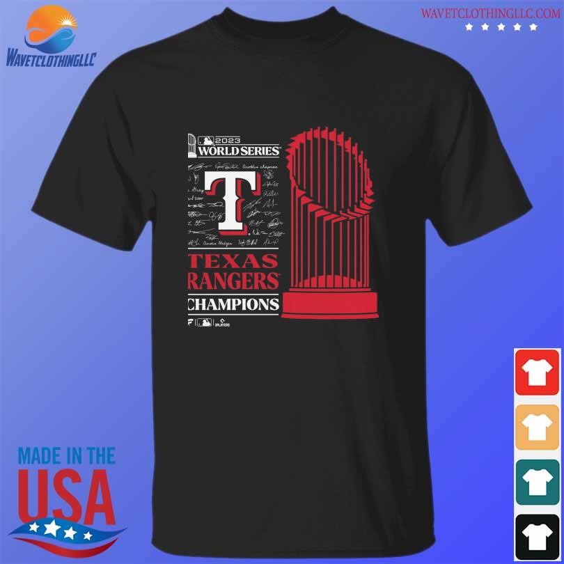 Official Texas Rangers Youth 2023 World Series Champions Signature Roster T-Shirt