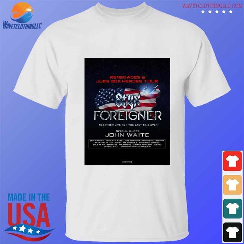 Foreigner and styx us tour 2024 American flag shirt, hoodie, sweater