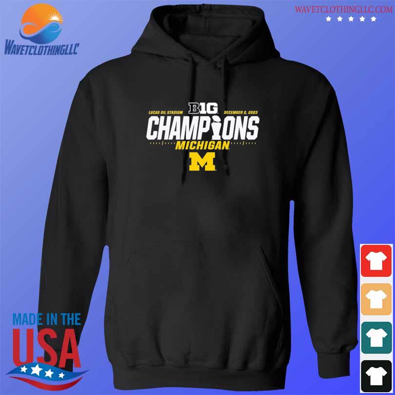 Michigan wolverines blue 84 youth 2023 big ten football conference champions locker room s hoodie den