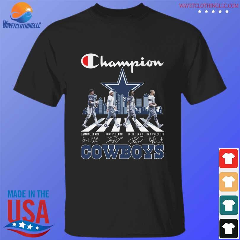 Dallas Cowboys Champions Abbey Road Damone Clark Tony Pollard Ceedee   Dallas Cowboys Champions Abbey Road Damone Clark Tony Pollard Ceedee Lamb Signatures 2024 Shirt T Shirt Den 