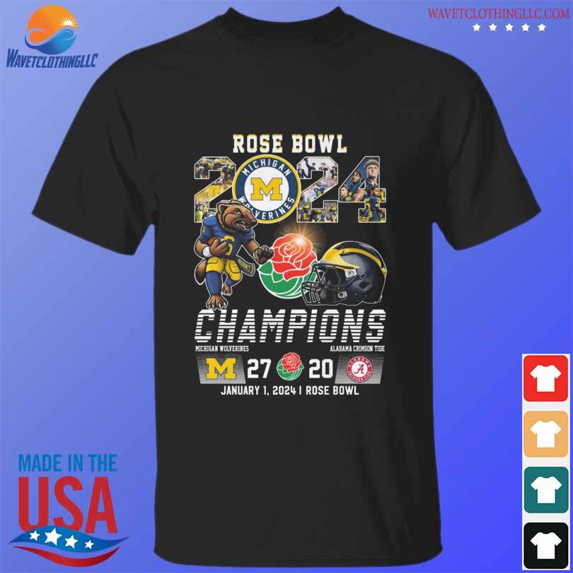 Michigan wolverines 2024 rose bowl champions mascot wolverines 27-20 crimson tide shirt