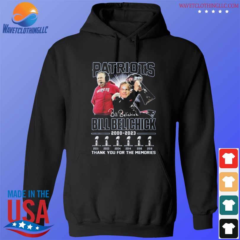 New england Patriots bill belichick 2000 2023 thank you for the memories signatures s hoodie den