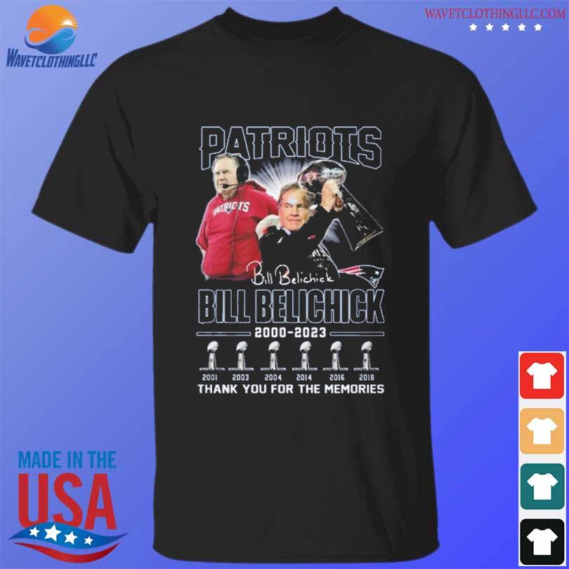 New england Patriots bill belichick 2000 2023 thank you for the memories signatures shirt