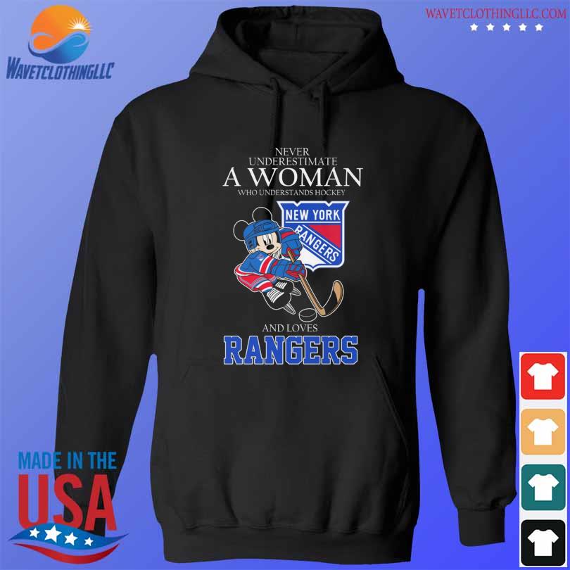 Mickey Mouse never underestimate a woman who understands hockey and love rangers s hoodie den