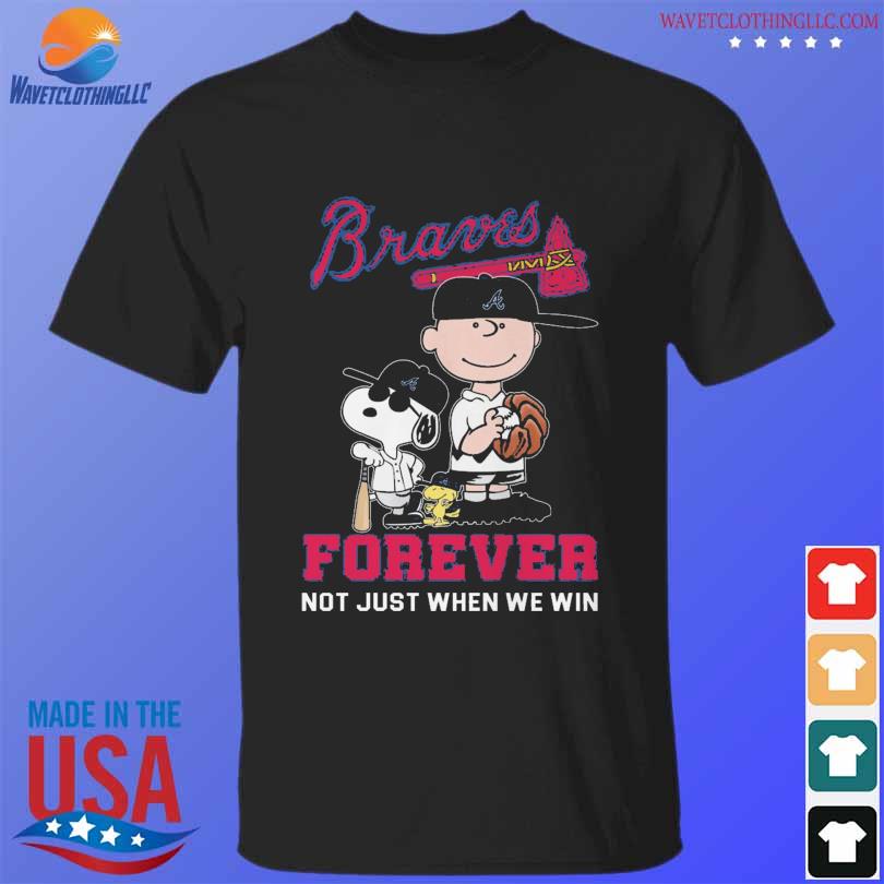 Peanuts snoopy and charlie brown Atlanta braves forever not just when we win 2024 shirt
