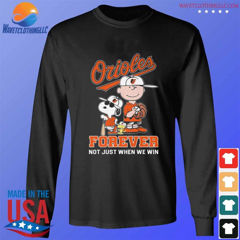 Peanuts snoopy and charlie brown baltimore orioles forever not just when we win 2024 s longsleeve den